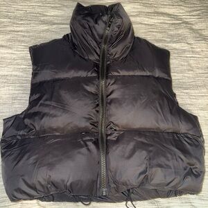 Black Cropped Puffer Vest